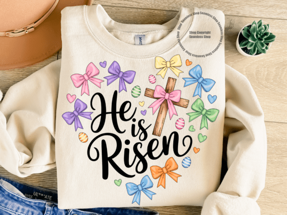 Christian Easter Cross He is Risen PNG T-Shirt Designs