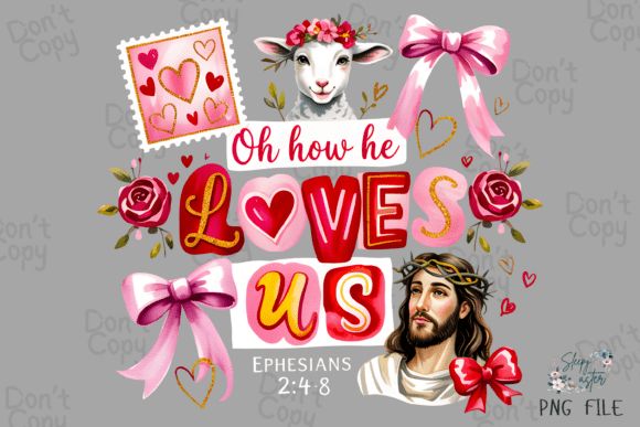 Christian Valentine Coquette, Jesus PNG T-Shirt Designs