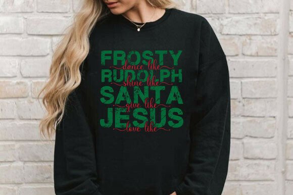 Frosty Rudolph Santa Jesus PNG, Xmas Tee