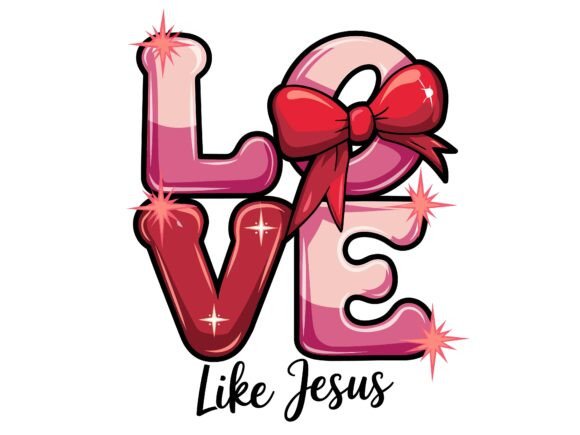 Love Like Jesus Red Bow Sparkle Vector T-Shirt Designs